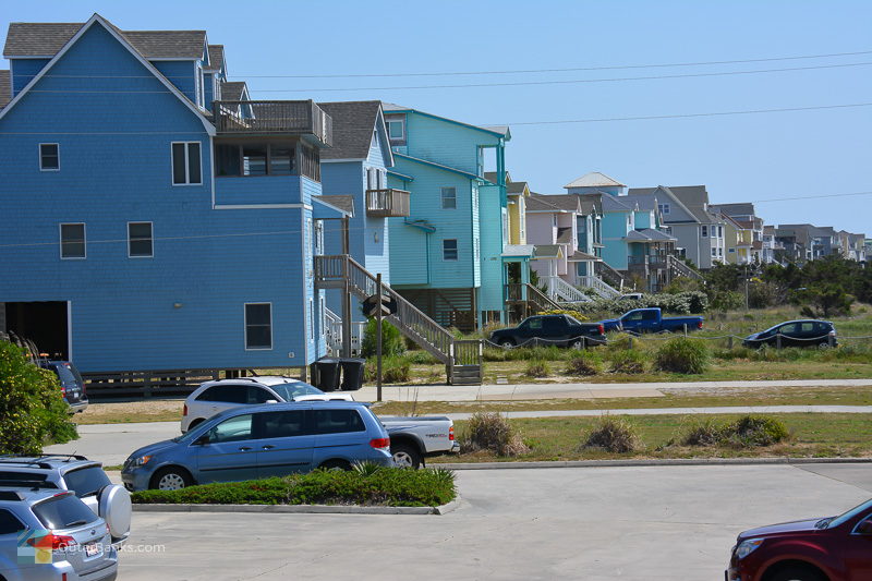Colorful homes line the beach in Avon NC
