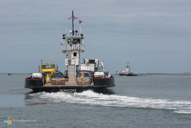 Ferries come and go from Hatteras Inlet