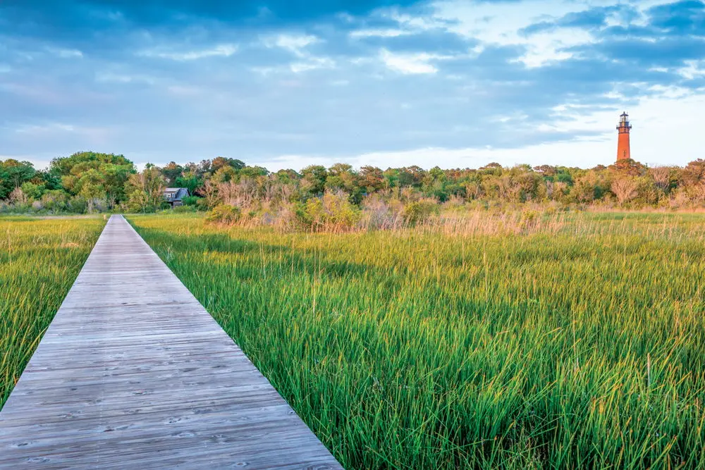 Currituck County Tourism long dock near Currituck Beach Lighthouse