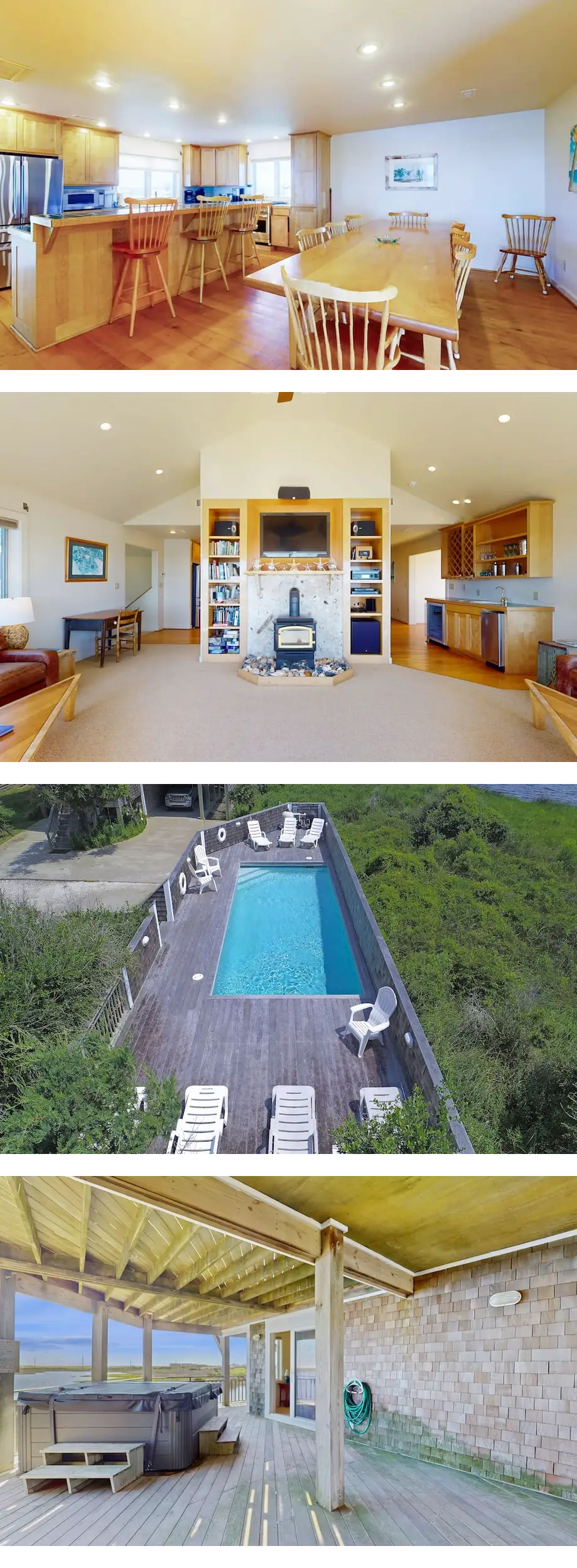 Waterfront house with private hot tub, pool, ocean view, & AC - walk to dining