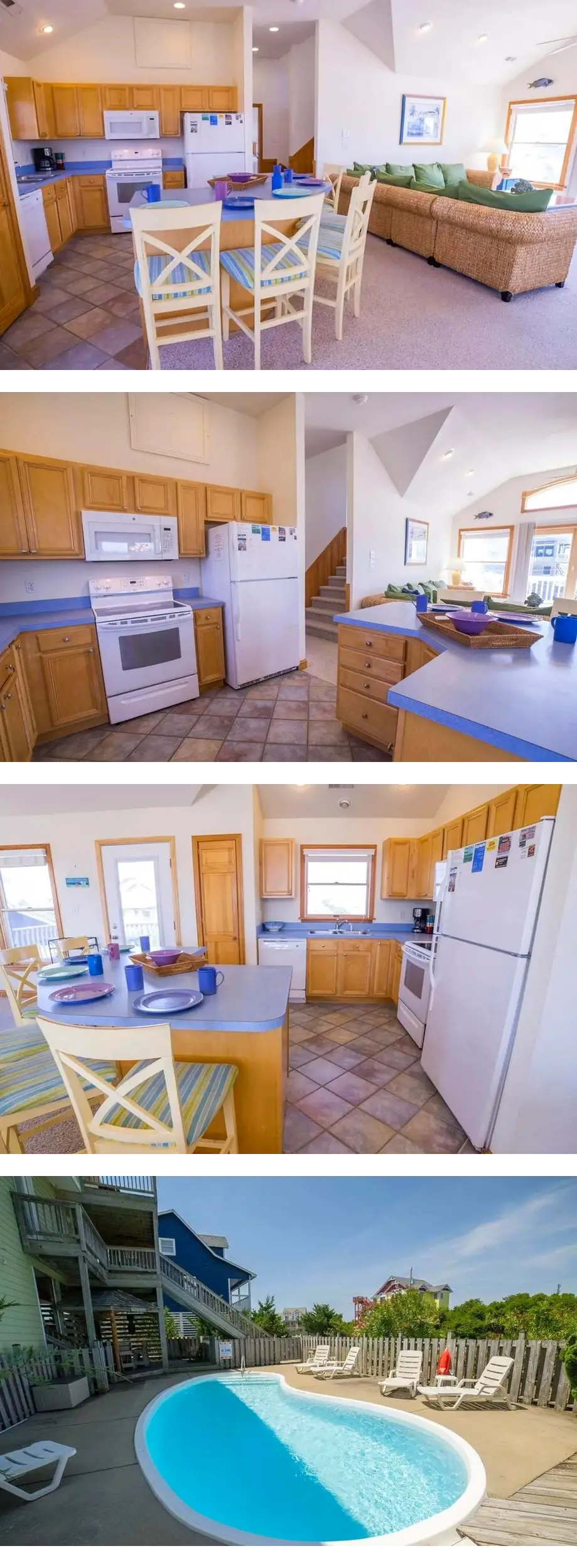Beach home with pool, hot tub, grill, large deck, smart TVs, W/D, & AC